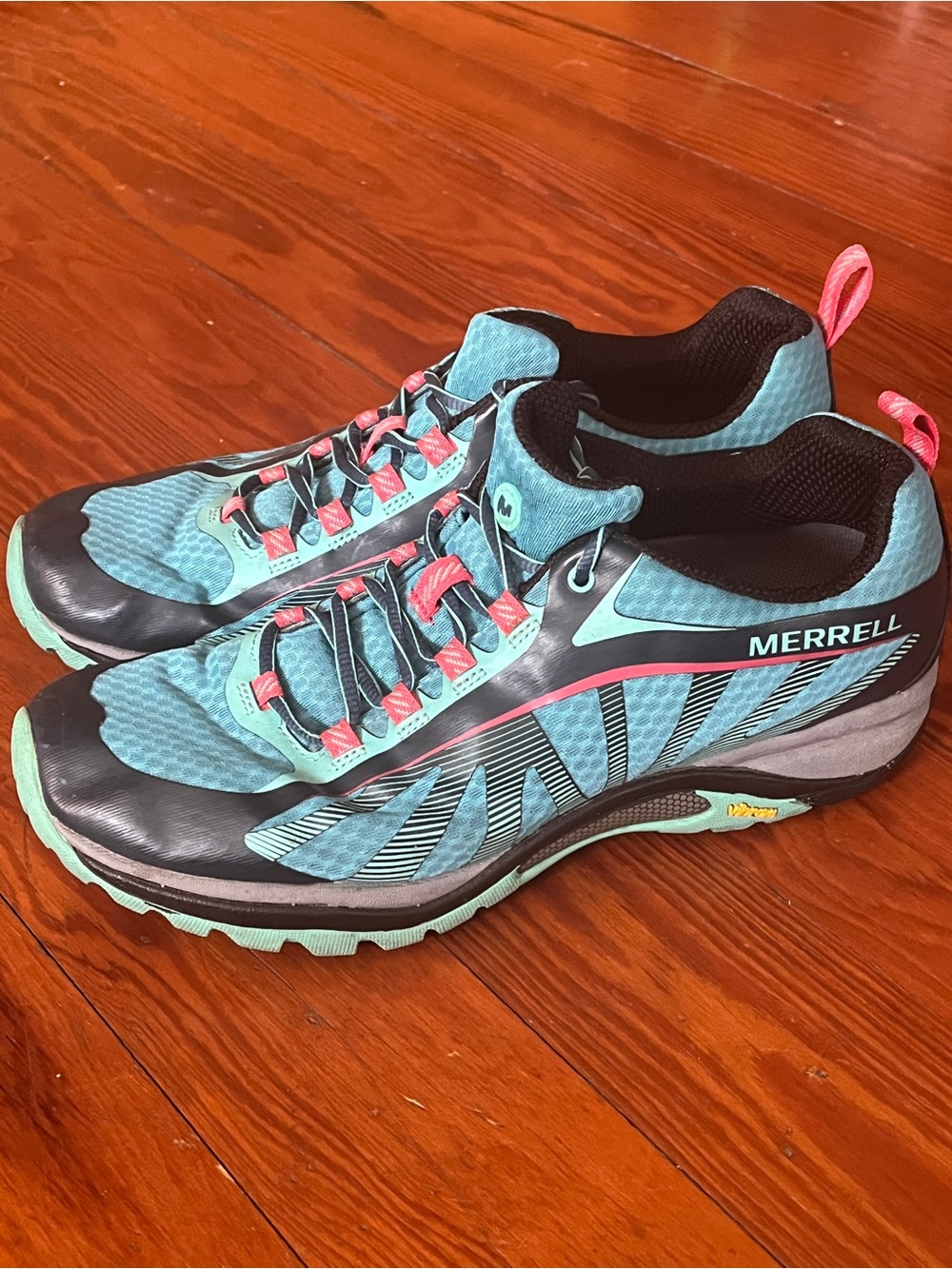 Merrell Siren Edge Womens Hiking Trail Shoes Blue Pink Vibram size 8.5